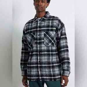 Pacsun Darkness Plaid Shacket Mens Black & White Sz Medium